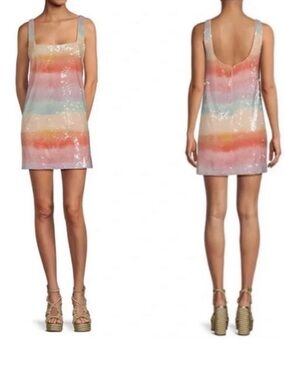Gianni Bini x DANNIJO Twiggy Ombré Sequin Square Neck Sleeveless Mini Dress